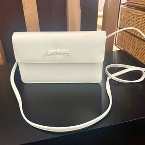 Goldco Elegant White Crossbody Bag with Bow Accent